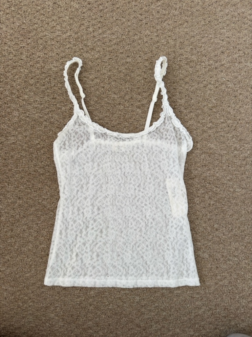 Aritzia Wilfred White Lace Camisole with Adjustable Straps